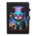 For iPad 9.7 (2018) Colored Drawing Stitching Horizontal Flip Leather Case with Holder & Card Slots & Sleep / Wake-up Function & Anti-skid strip(Night Cat) - 2