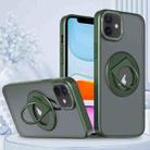 For iPhone 11 Rotating Ring Magnetic Holder Phone Case(Green) - 1