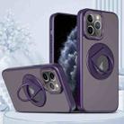 For iPhone 11 Pro Rotating Ring Magnetic Holder Phone Case(Purple) - 1