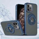 For iPhone 11 Pro Max Rotating Ring Magnetic Holder Phone Case(Blue) - 1