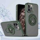 For iPhone 11 Pro Max Rotating Ring Magnetic Holder Phone Case(Green) - 1