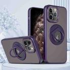 For iPhone 11 Pro Max Rotating Ring Magnetic Holder Phone Case(Purple) - 1