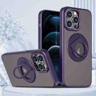 For iPhone 12 Pro Max Rotating Ring Magnetic Holder Phone Case(Purple) - 1