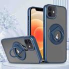 For iPhone 12 / 12 Pro Rotating Ring Magnetic Holder Phone Case(Blue) - 1