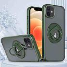 For iPhone 12 / 12 Pro Rotating Ring Magnetic Holder Phone Case(Green) - 1