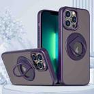 For iPhone 13 Pro Max Rotating Ring Magnetic Holder Phone Case(Purple) - 1