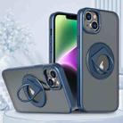 For iPhone 14 Plus Rotating Ring Magnetic Holder Phone Case(Blue) - 1