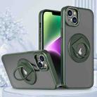 For iPhone 14 Plus Rotating Ring Magnetic Holder Phone Case(Green) - 1