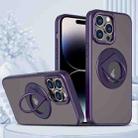 For iPhone 14 Pro Rotating Ring Magnetic Holder Phone Case(Purple) - 1
