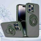 For iPhone 14 Pro Max Rotating Ring Magnetic Holder Phone Case(Green) - 1