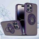 For iPhone 14 Pro Max Rotating Ring Magnetic Holder Phone Case(Purple) - 1