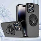 For iPhone 15 Pro Rotating Ring Magnetic Holder Phone Case(Black) - 1