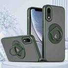 For iPhone XR Rotating Ring Magnetic Holder Phone Case(Green) - 1