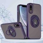 For iPhone XR Rotating Ring Magnetic Holder Phone Case(Purple) - 1