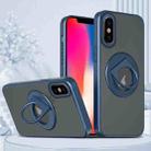 For iPhone XS / X Rotating Ring Magnetic Holder Phone Case(Blue) - 1