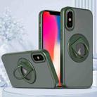 For iPhone XS / X Rotating Ring Magnetic Holder Phone Case(Green) - 1