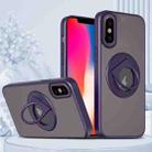 For iPhone XS / X Rotating Ring Magnetic Holder Phone Case(Purple) - 1