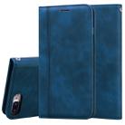 For iPhone 8 Plus & 7 Plus Frosted Business Magnetic Horizontal Flip PU Leather Case with Holder & Card Slot & Lanyard(Blue) - 1