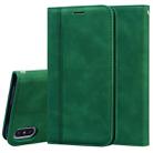 For iPhone XS / X Frosted Business Magnetic Horizontal Flip PU Leather Case with Holder & Card Slot & Lanyard(Green) - 1