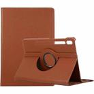 For Samsung Galaxy Tab S10 FE+ Litchi Texture 360 Degrees Rotation Holder Leather Tablet Case(Brown) - 1