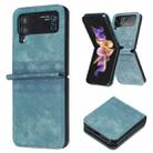For Samsung Galaxy Z Flip3 5G Plaid Embossed Leather Phone Case(Green) - 1