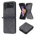 For Samsung Galaxy Z Flip3 5G Plaid Embossed Leather Phone Case(Black) - 1