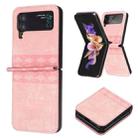 For Samsung Galaxy Z Flip4 Plaid Embossed Leather Phone Case(Pink) - 1