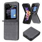 For Samsung Galaxy Z Flip5 Plaid Embossed Leather Phone Case(Black) - 1