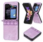 For Samsung Galaxy Z Flip5 Plaid Embossed Leather Phone Case(Purple) - 1