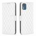 For Nokia C02 Diamond Lattice Wallet Flip Leather Phone Case(White) - 1