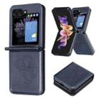 For Samsung Galaxy Z Flip5 Embossing Two Butterflies Leather Phone Case(Blue) - 1