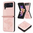 For Samsung Galaxy Z Flip4 Embossing Two Butterflies Leather Phone Case(Rose Gold) - 1