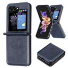 For Samsung Galaxy Z Flip6 Embossing Two Butterflies Leather Phone Case(Blue) - 1