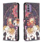 For Nokia G42/G310 Colored Drawing Leather Phone Case(Flowers Elephant) - 1