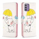 For Nokia G42/G310 Colored Drawing Leather Phone Case(Umbrella Elephant) - 1