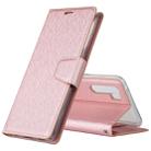 For OPPO A91 ALIVO Canvas Diary Silk Texture Horizontal Flip Leather Case with Holder & Card Slots & Wallet & Photo Frame(Rose Gold) - 1