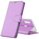 For OPPO A91 ALIVO Canvas Diary Silk Texture Horizontal Flip Leather Case with Holder & Card Slots & Wallet & Photo Frame(Purple) - 1