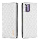 For Nokia G42/G310 Diamond Lattice Magnetic Leather Flip Phone Case(White) - 1