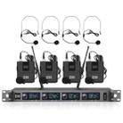 XTUGA A140-B Wireless Microphone System 4 BodyPack Headset Lavalier Microphone(US Plug) - 1
