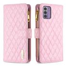 For Nokia G42/G310 Diamond Lattice Zipper Wallet Leather Flip Phone Case(Pink) - 1