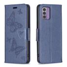 For Nokia G42/G310 Embossing Two Butterflies Pattern Horizontal Flip PU Leather Case(Dark Blue) - 1