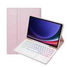 For Samsung Galaxy Tab S9 Candy Color Touch Backlight Bluetooth Keyboard Leather Tablet Case with Pen Holder(Pink) - 1