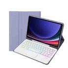 For Samsung Galaxy Tab S9 Candy Color Touch Backlight Bluetooth Keyboard Leather Tablet Case with Pen Holder(Purple) - 1