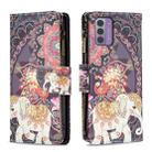 For Nokia G42/G310 Colored Drawing Pattern Zipper Leather Phone Case(Flower Elephant) - 1
