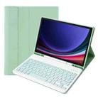 For Samsung Galaxy Tab S9 FE A710B Candy Color TPU Bluetooth Keyboard Leather Tablet Case with Pen Holder(Light Green) - 1