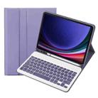For Samsung Galaxy Tab S9 FE A710B Candy Color TPU Bluetooth Keyboard Leather Tablet Case with Pen Holder(Purple) - 1