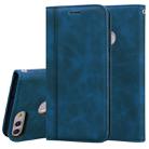 For Huawei P Smart / Enjoy 7S Frosted Business Magnetic Horizontal Flip PU Leather Case with Holder & Card Slot & Lanyard(Blue) - 1