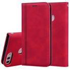 For Huawei P Smart / Enjoy 7S Frosted Business Magnetic Horizontal Flip PU Leather Case with Holder & Card Slot & Lanyard(Red) - 1