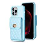 For iPhone 15 Pro Max Vertical Wallet Rhombic Leather Phone Case(Blue) - 1