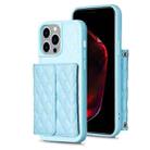 For iPhone 15 Pro Max Horizontal Wallet Rhombic Leather Phone Case(Blue) - 1
